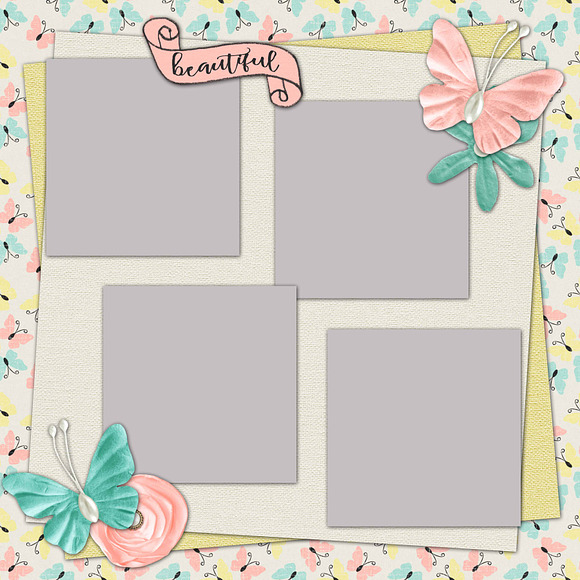 5 Layered Spring Scrapbook Templates in Templates - product preview 3
