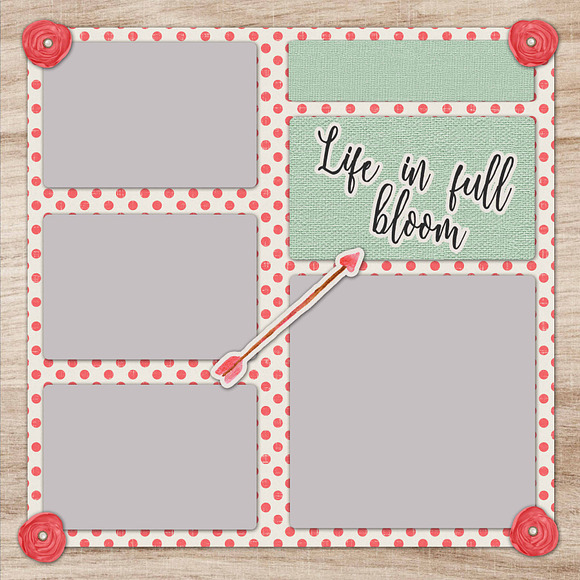 5 Layered Spring Scrapbook Templates in Templates - product preview 4