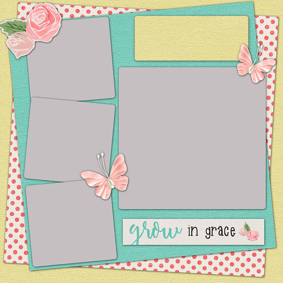 5 Layered Spring Scrapbook Templates in Templates - product preview 1