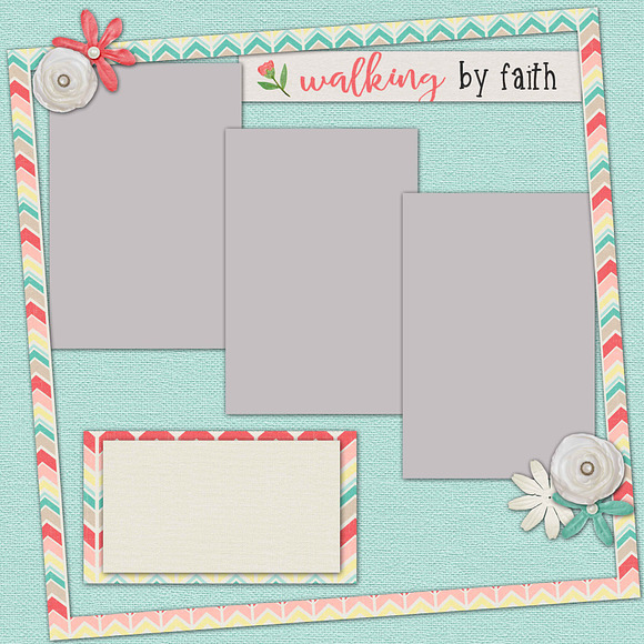 5 Layered Spring Scrapbook Templates in Templates - product preview 4