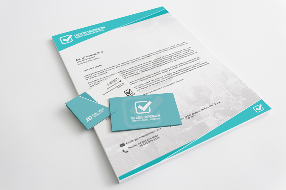 Letterhead And Business Card in Stationery Templates - product preview 8