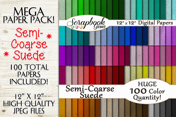 100 Colors Semi-Coarse Suede Papers