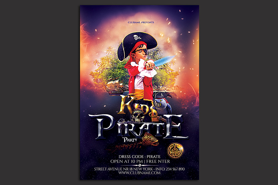 Pirate Kids Party Flyer  in Flyer Templates - product preview 8