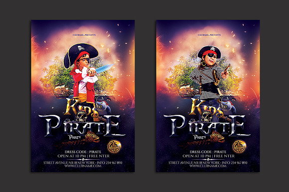 Pirate Kids Party Flyer  in Flyer Templates - product preview 1