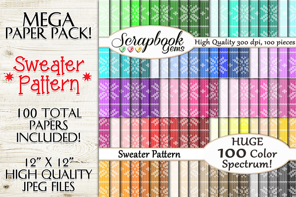 100 Colors Sweater Pattern Papers