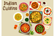 Indian cuisine dinner menu icon for food design