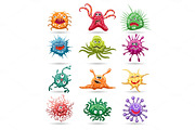 Germs cartoon characters set