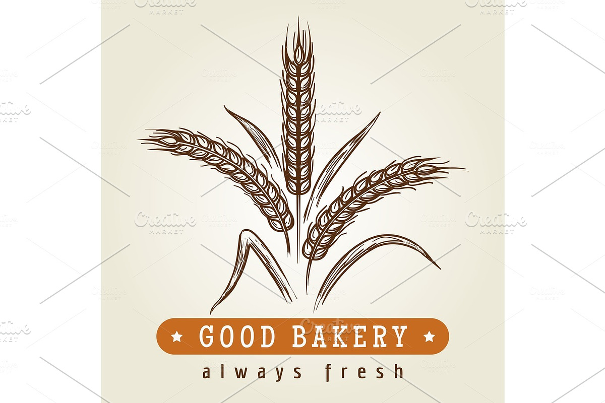 Good bakery logo with wheat ears in Illustrations - product preview 8
