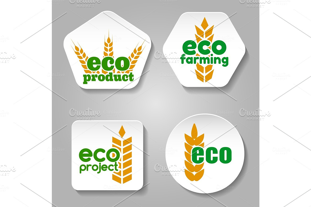 Eco grain product logo set in Illustrations - product preview 8