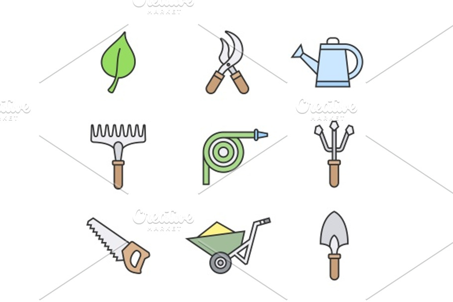 Gardening tools icons in Illustrations - product preview 8