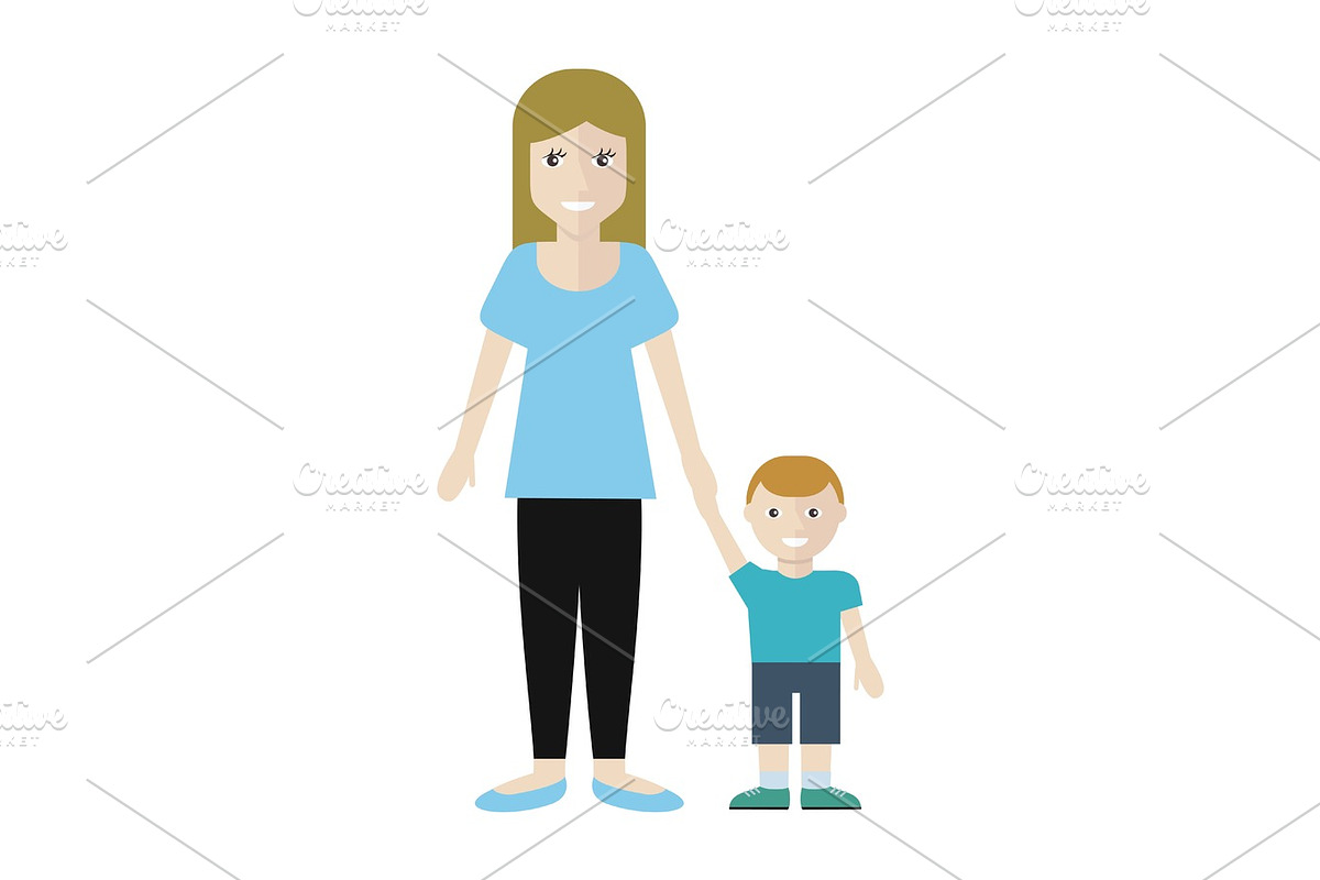 Woman and Little Boy Isolated on White. in Objects - product preview 8