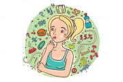 Diet girl illustration