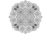 Floral zentangle round decorative element