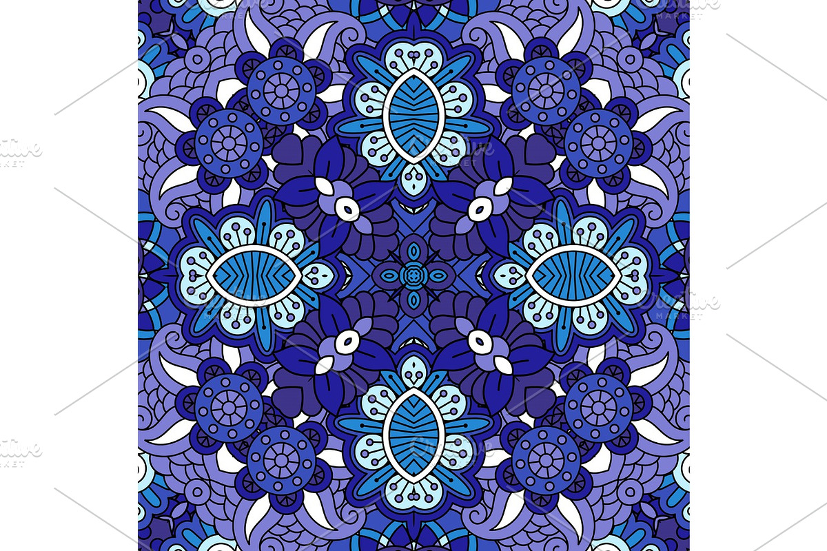 Decorative blue floral ornamental pattern in Textures - product preview 8