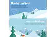 Mountain Landscape Vector Flat Design Web Banners