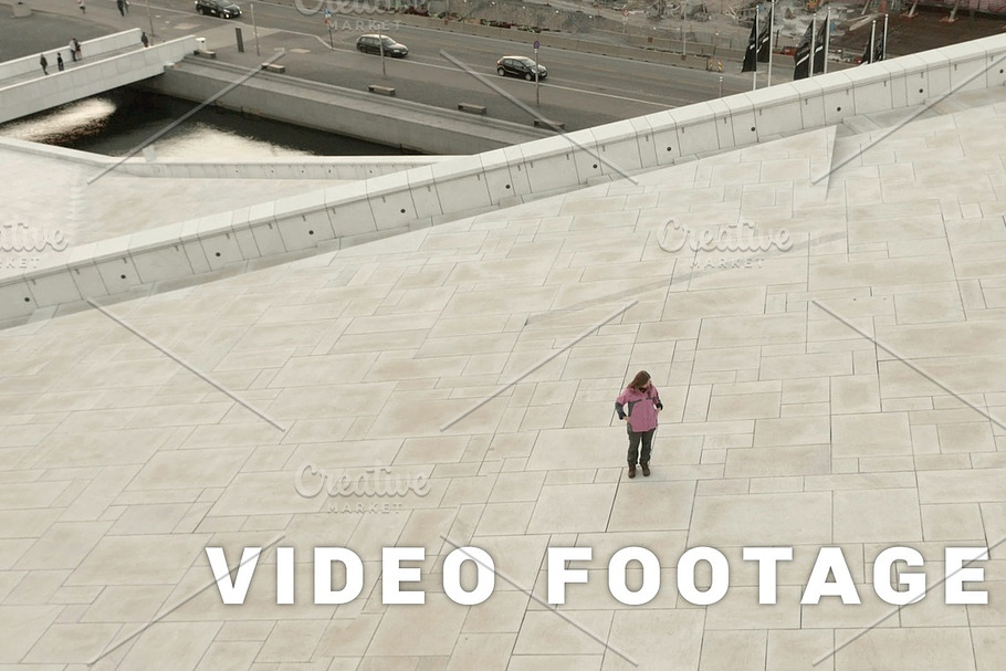 Young woman on roof of the opera house in Graphics - product preview 8