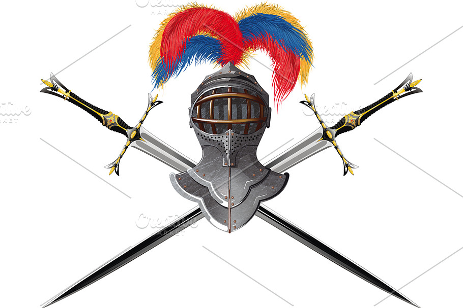 Helmet and crossed swords in Illustrations - product preview 8