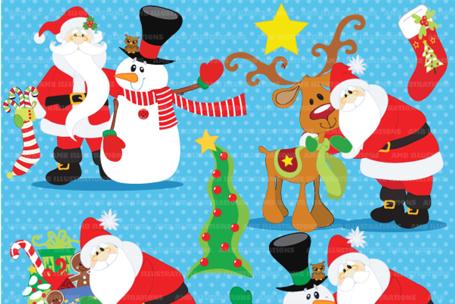 Santa and Friends Clipart AMB-121 in Illustrations - product preview 8