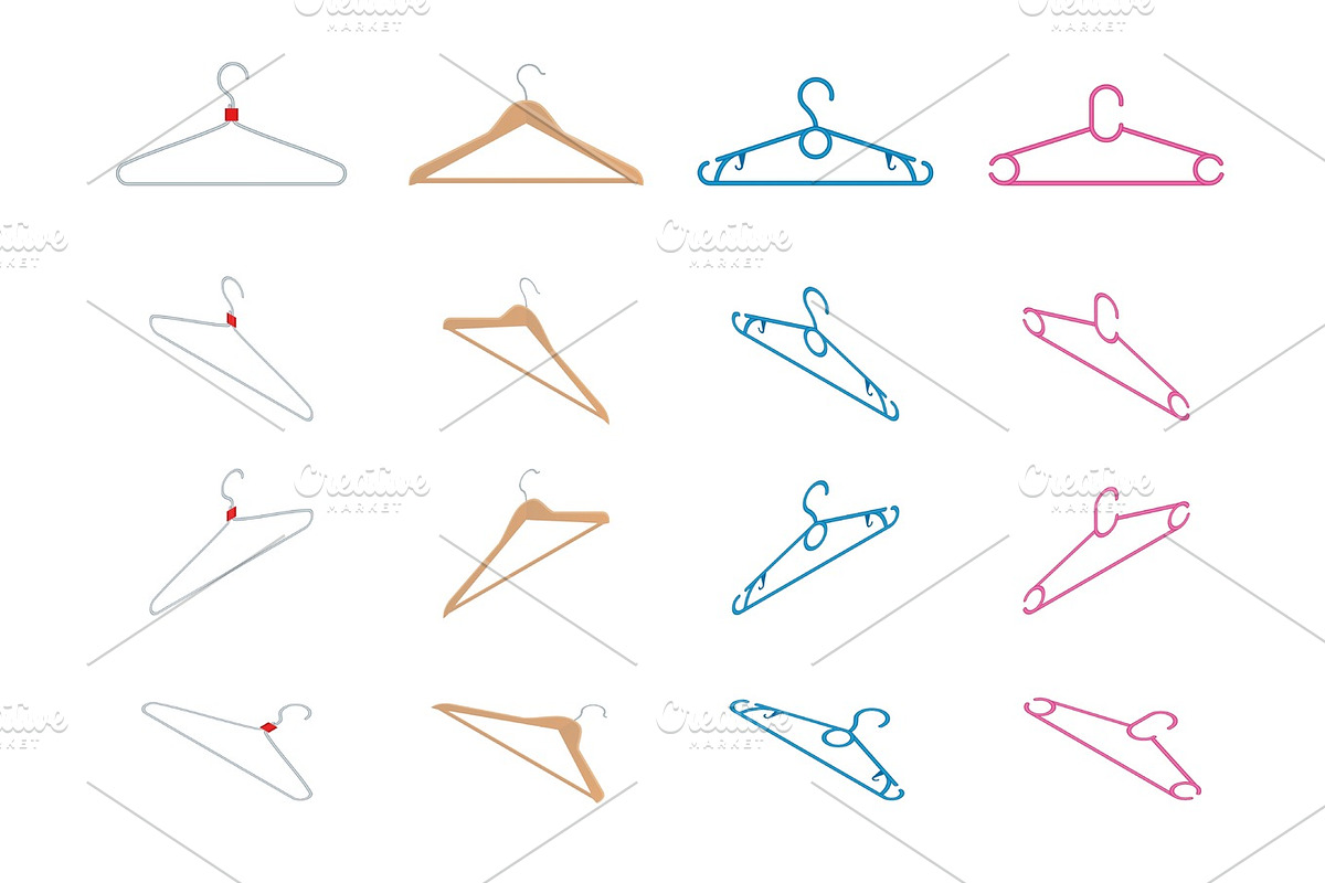 Set of hangers. Vector flat illustration in Illustrations - product preview 8
