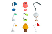 Isometric Icon set of Lamps. Modern designe Flat style.
