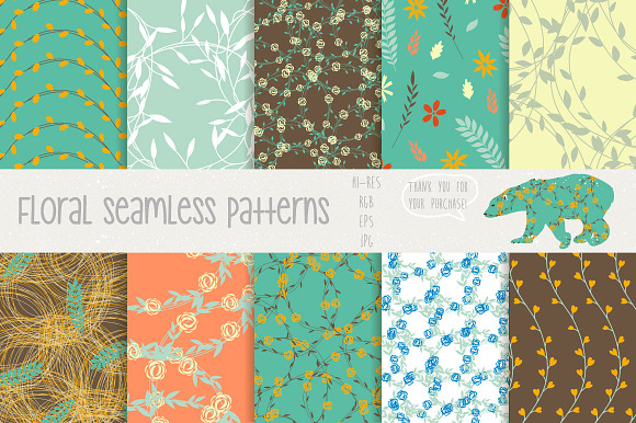 Floral seamless patterns in Patterns - product preview 3