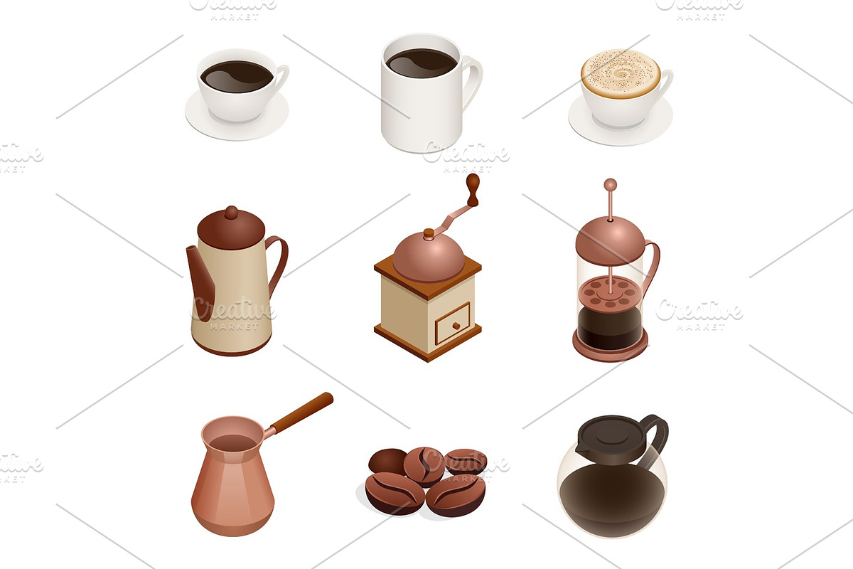 Isometric Coffee Icons in Illustrations - product preview 8
