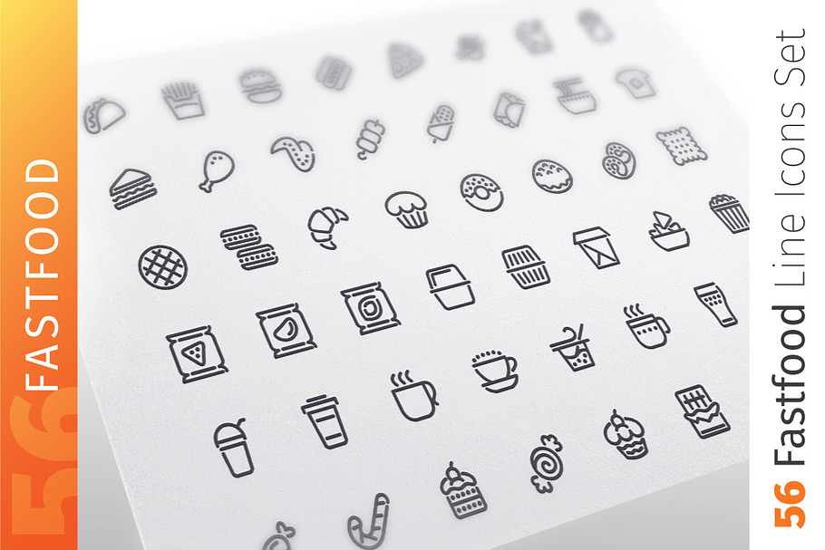 Fastfood Line Icons Set in Graphics - product preview 8
