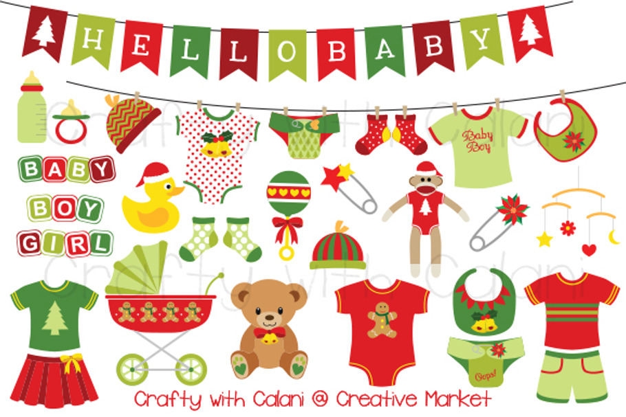 Christmas Baby Clipart in Illustrations - product preview 8