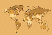 World map cream with borders vector