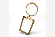 Blank gold keychain. Mockup