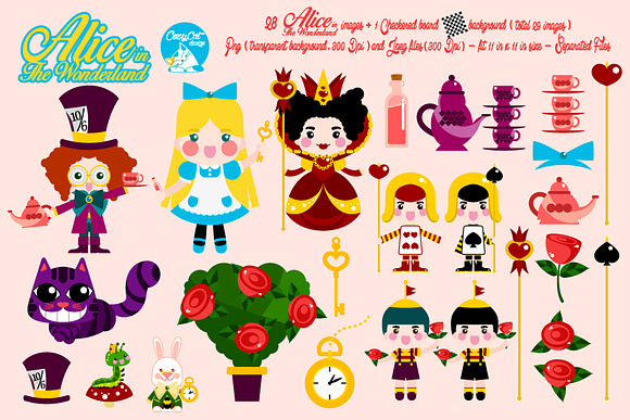Alice In The Wonderland Clip Art in Illustrations - product preview 1