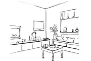 Room interior. Furniture sketch