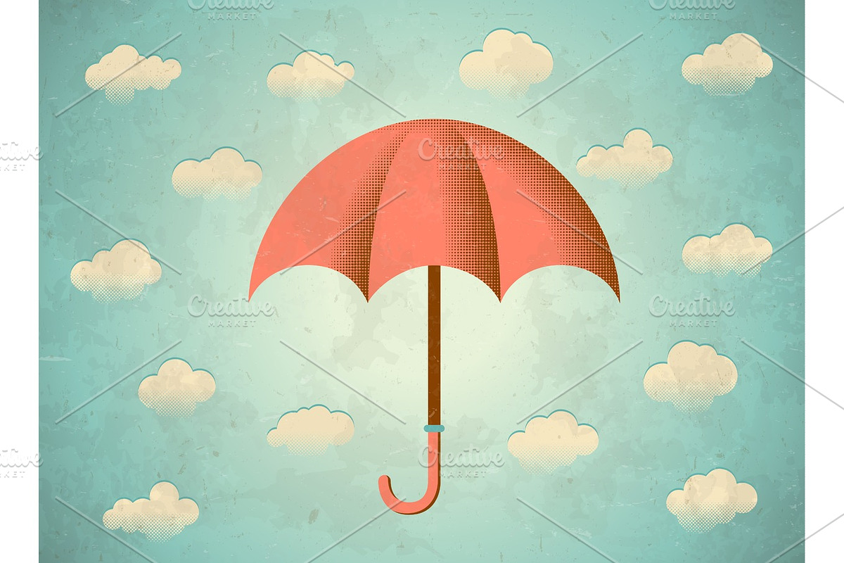 Aged card with umbrella in Textures - product preview 8