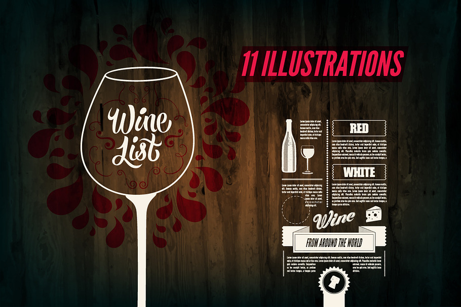 Wine List calligraphic design.