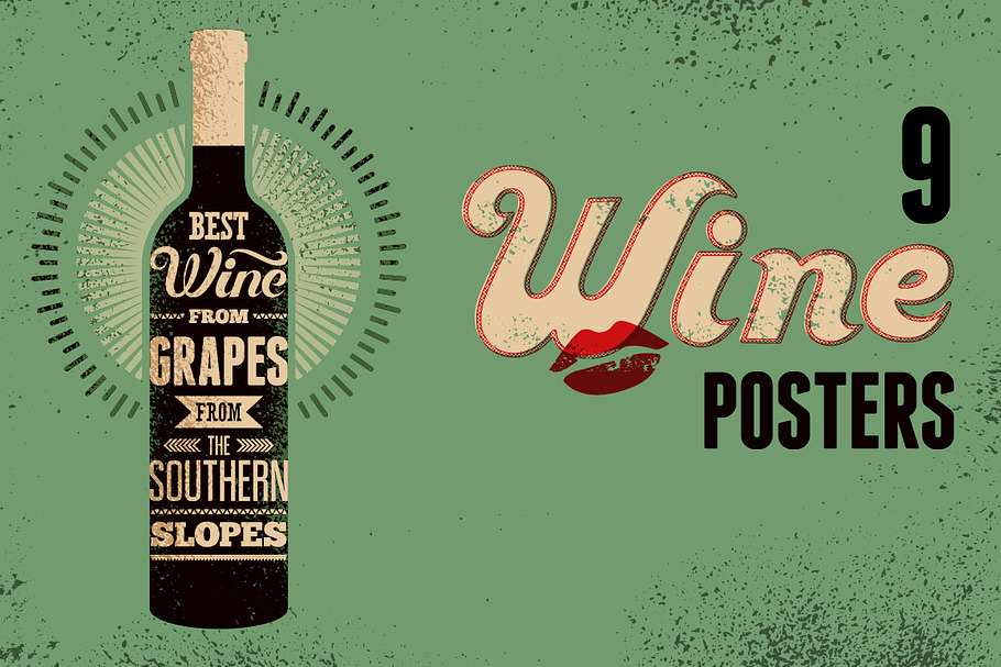 Wine typographic retro grunge poster