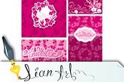 Set of Greeting Cards with Orchid