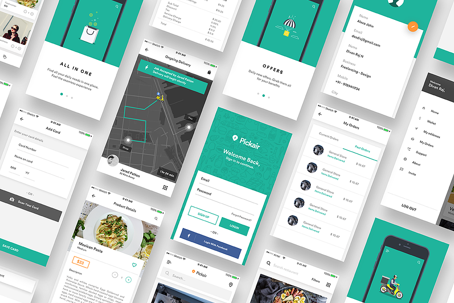 Complete iOS ui kit for delivery app in UI Kits and Libraries - product preview 8