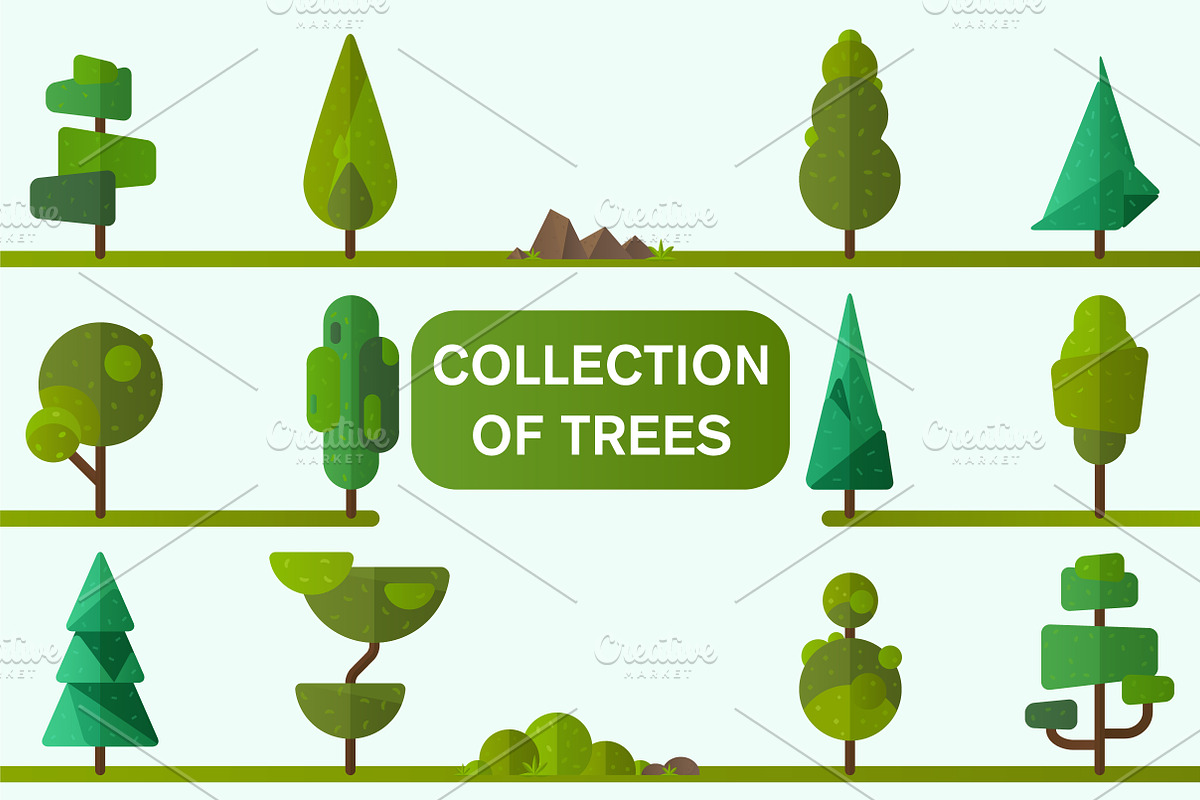 Collection of geometric trees in Graphics - product preview 8