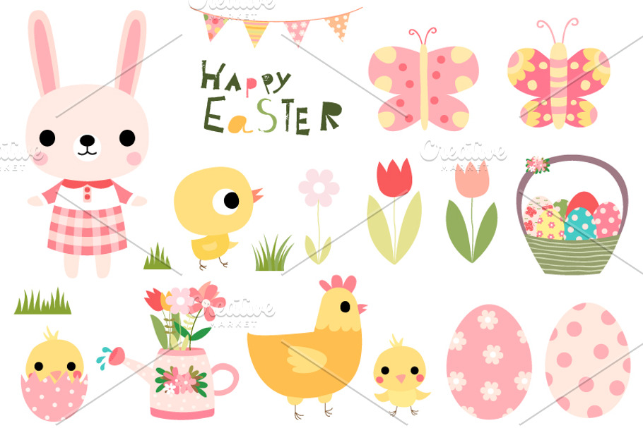 Cute Easter clip art set 