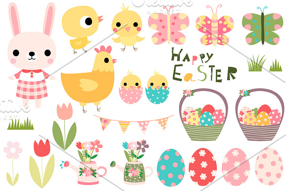 Cute Easter clip art set  in Illustrations - product preview 1