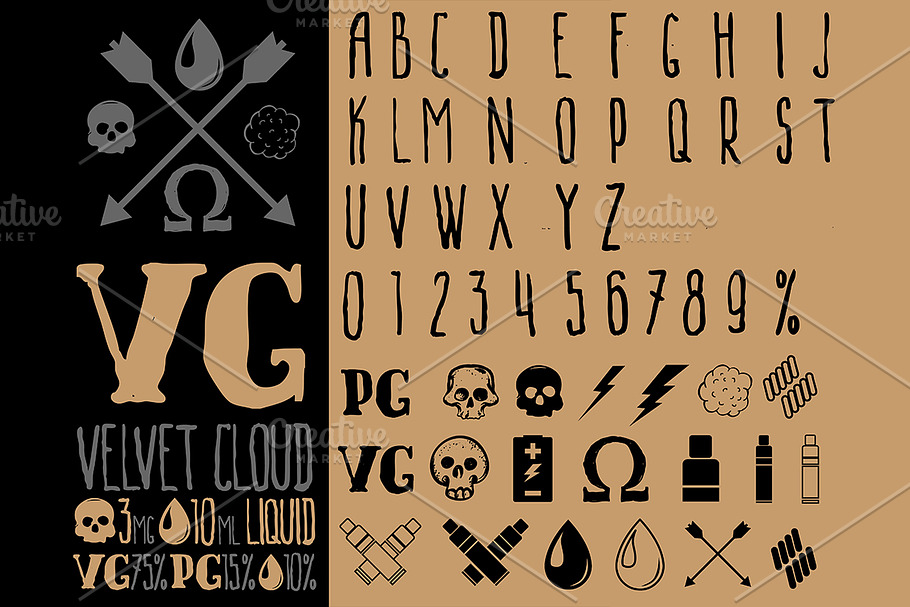 Vape Set Icons & Letters in Graphics - product preview 8