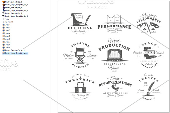 9 Theatre logos templates Vol.3 in Logo Templates - product preview 2