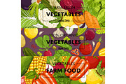 Organic vegetable farming flyers set