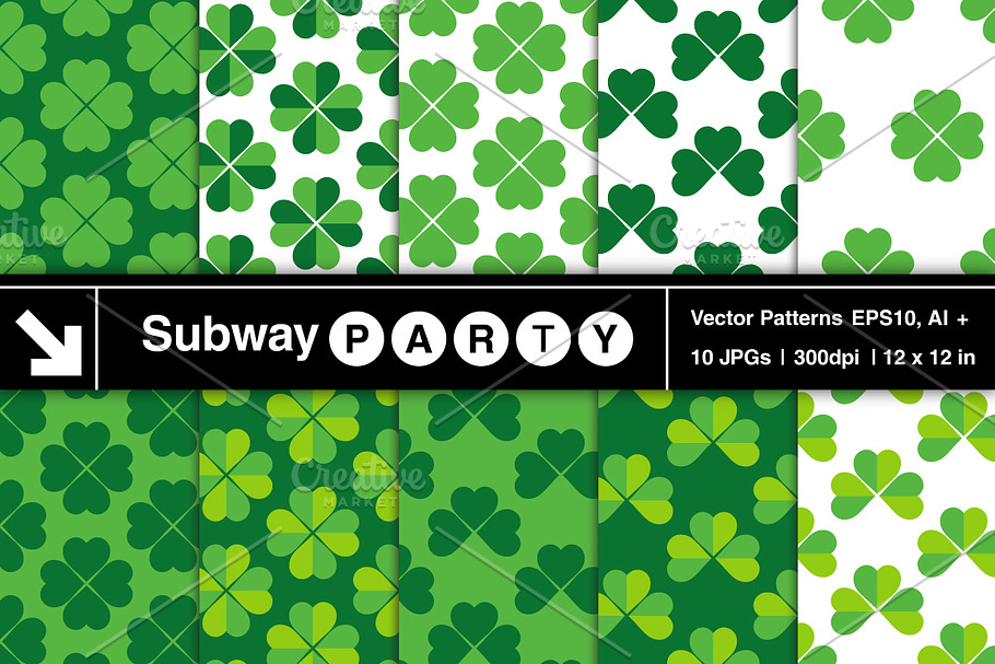 Vector St Patrick's Shamrocks in Patterns - product preview 8