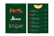 Vegan cafe food menu design