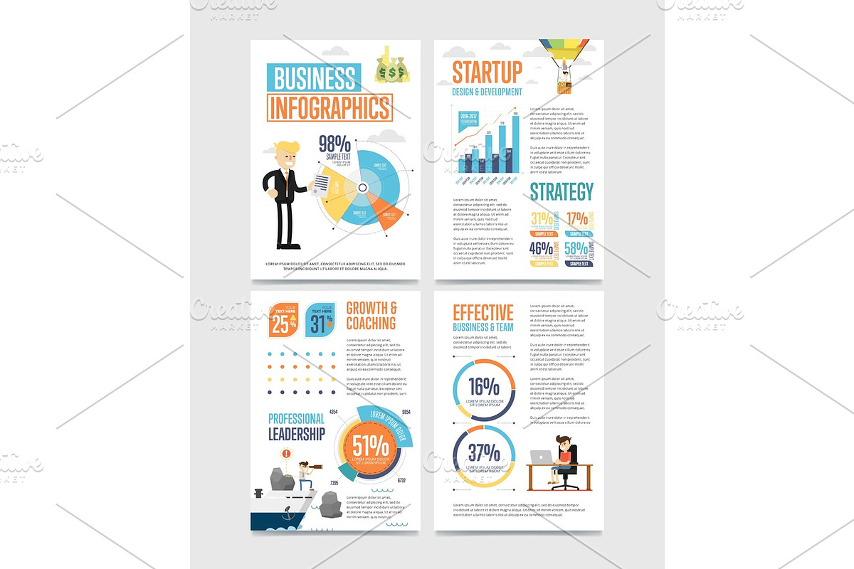 Business infographics banner set with charts in Illustrations - product preview 8