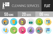 50 Cleaning Flat Shadowed Icons