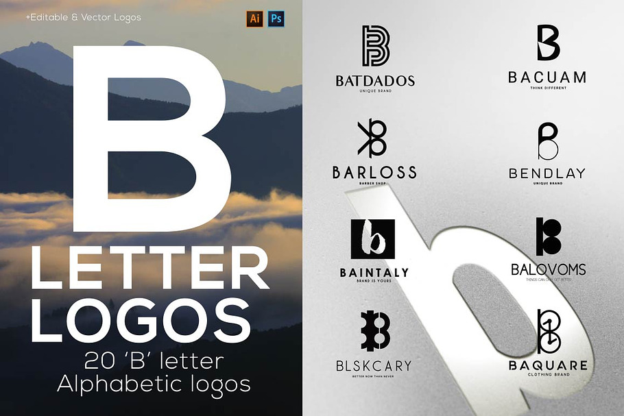 20 "B" Letter Alphabetic Logos