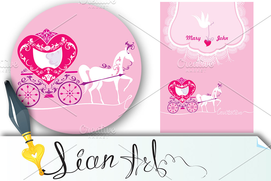Pink Greeting Card - Wedding Invitat in Wedding Templates - product preview 8