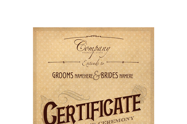 vintage wedding certificate psd